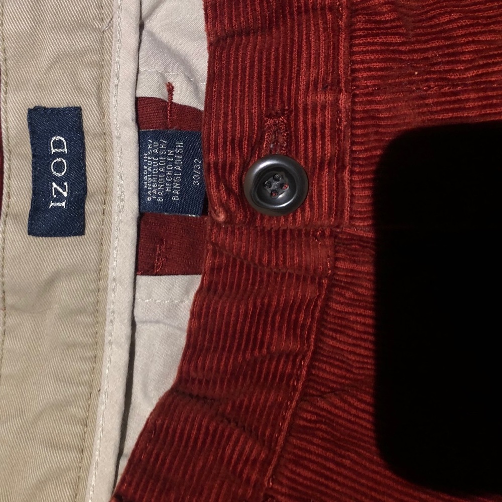 IZOD RED CORDUROYS.